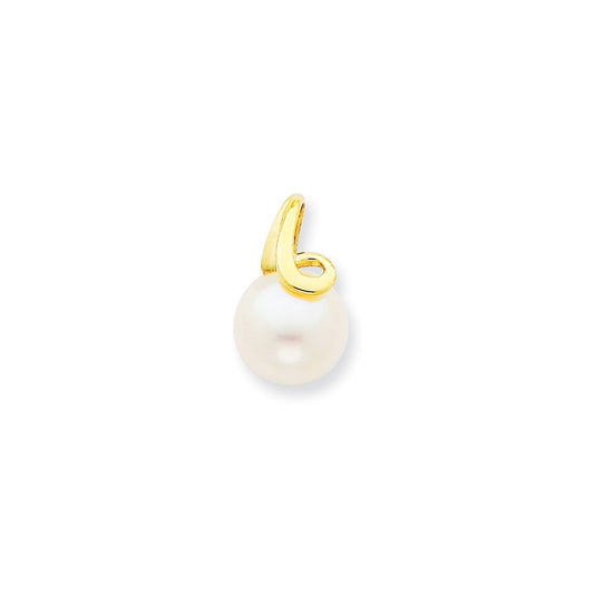 14k Yellow Gold Diamond Cultured Pearl Pendant
