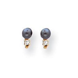 14k Black FW Cultured Pearl Diamond earrings
