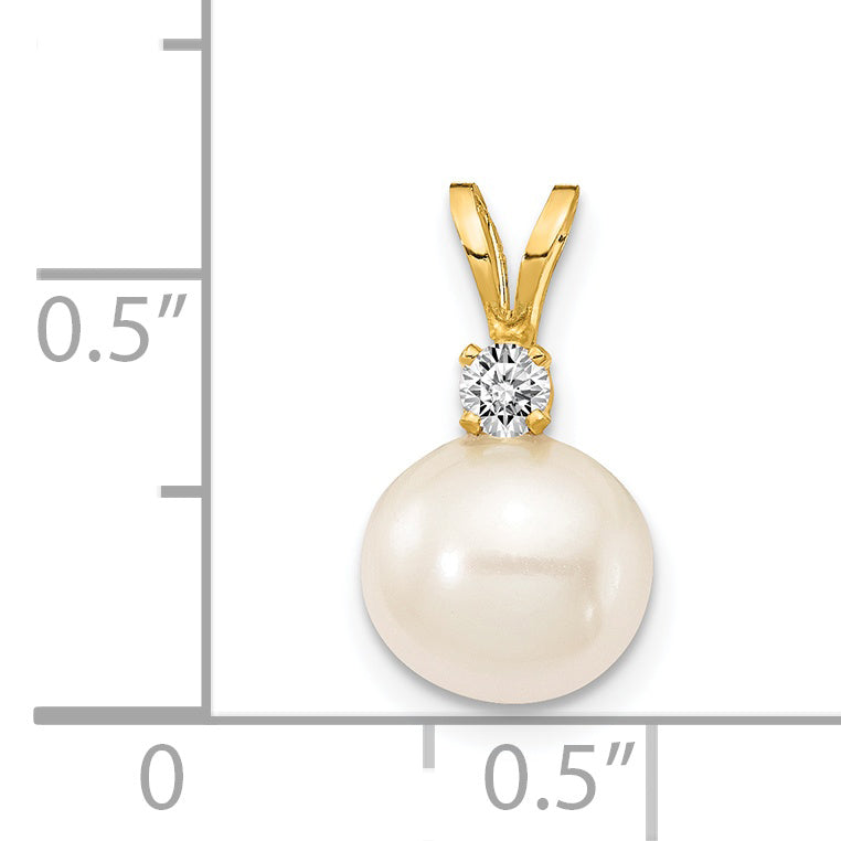 14k 7mm FW Cultured Pearl A Diamond Pendant