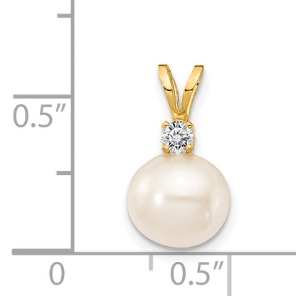 14k 7mm FW Cultured Pearl A Diamond Pendant
