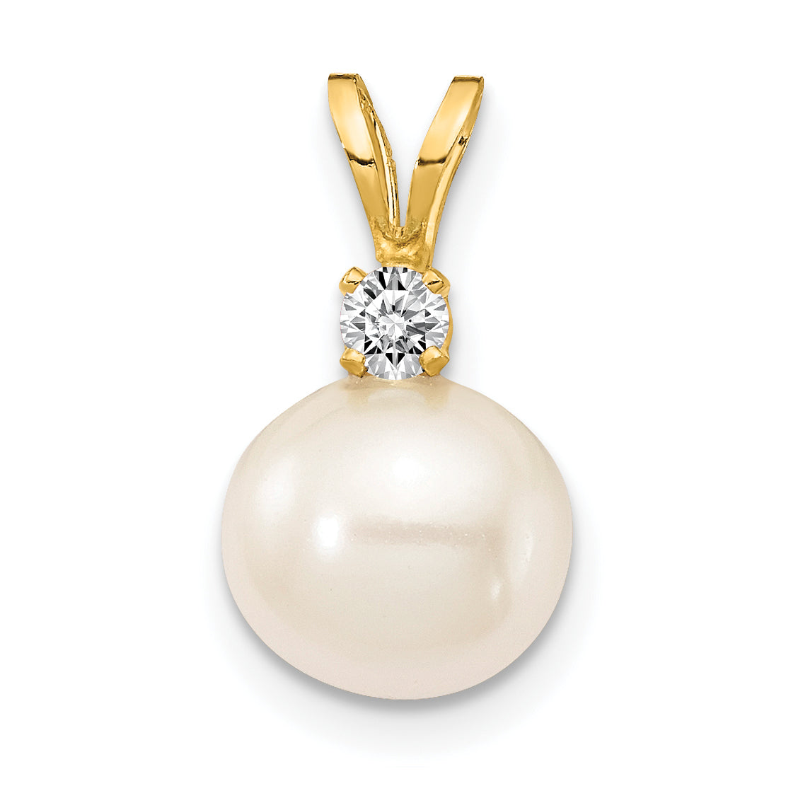 14k 7mm FW Cultured Pearl A Diamond Pendant