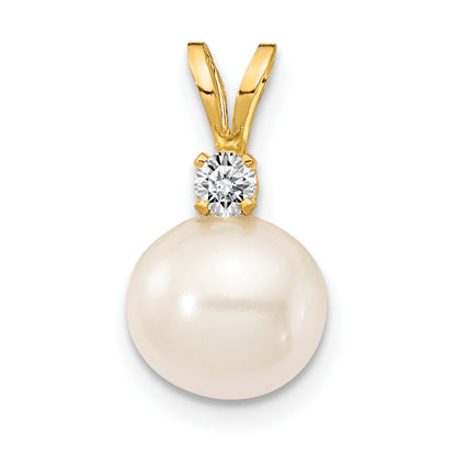 14k 7mm FW Cultured Pearl A Diamond Pendant