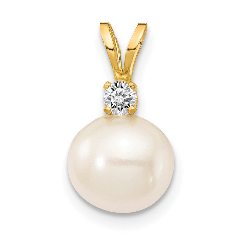 14k 7mm FW Cultured Pearl A Diamond Pendant