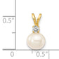 14k 6mm White FW Cultured Pearl A Diamond Pendant