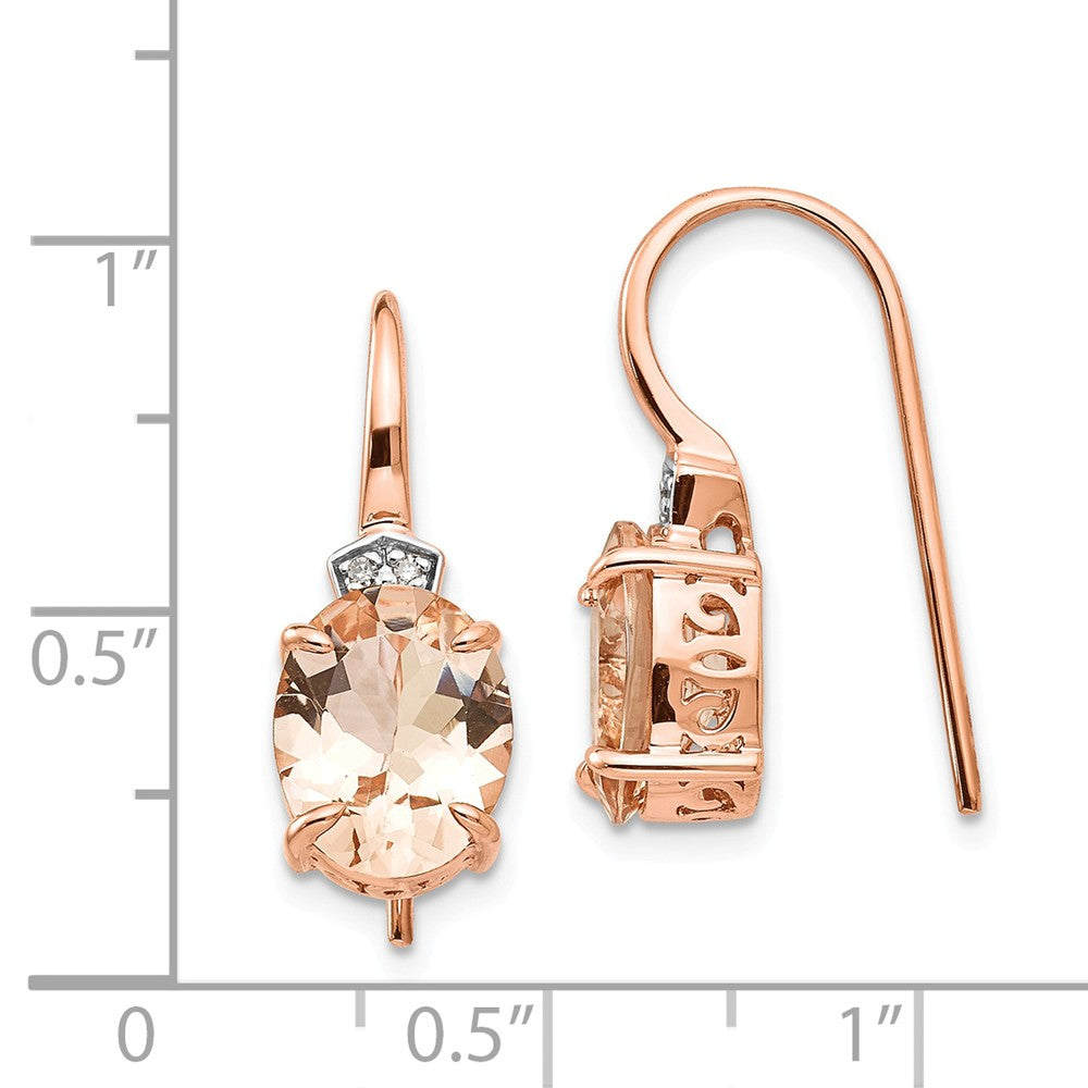 14k Rose Gold Diamond and Morganite Dangle Earrings