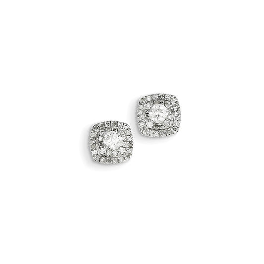 14k White Gold Diamond Halo Earrings