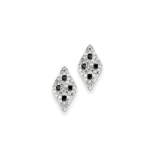 14k White Gold Black and White Diamond Post Earrings