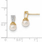 14K Gold with Diamond and Freshwater Cultured Pearl Post Earrings