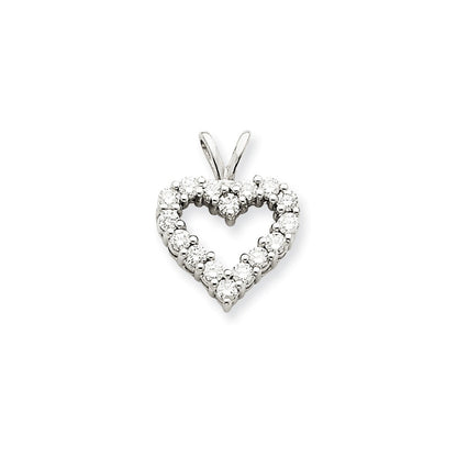 14k White Gold Diamond Heart Pendant