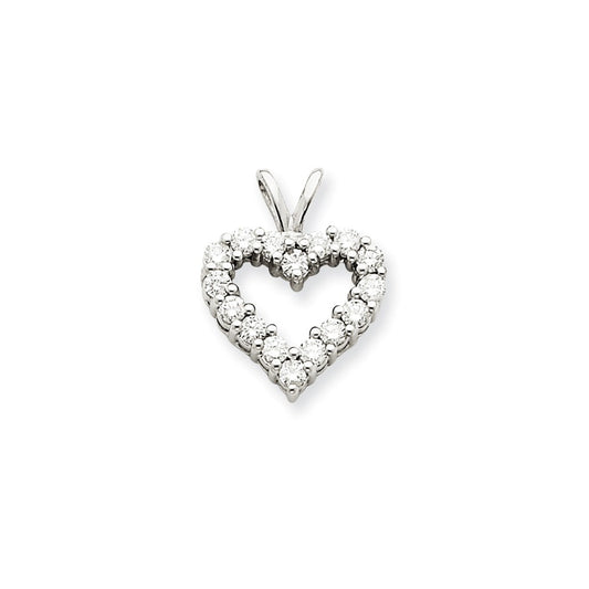 14k White Gold Diamond Heart Pendant