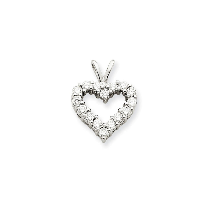 14k White Gold Diamond Heart Pendant