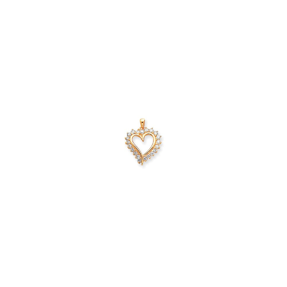 14k Yellow Gold Diamond Heart Pendant