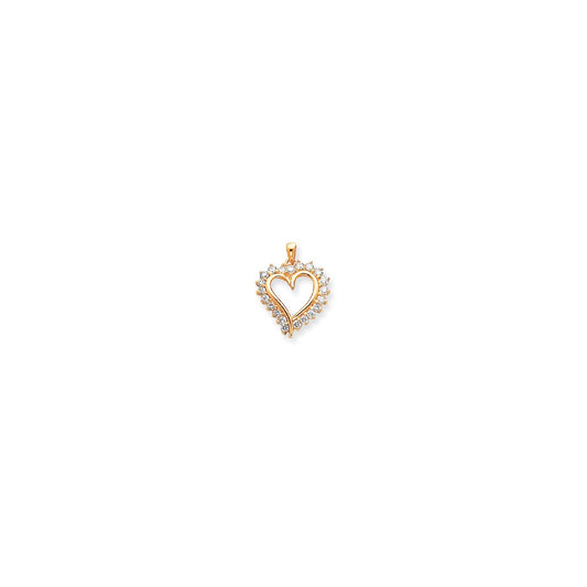 14k Yellow Gold Diamond Heart Pendant