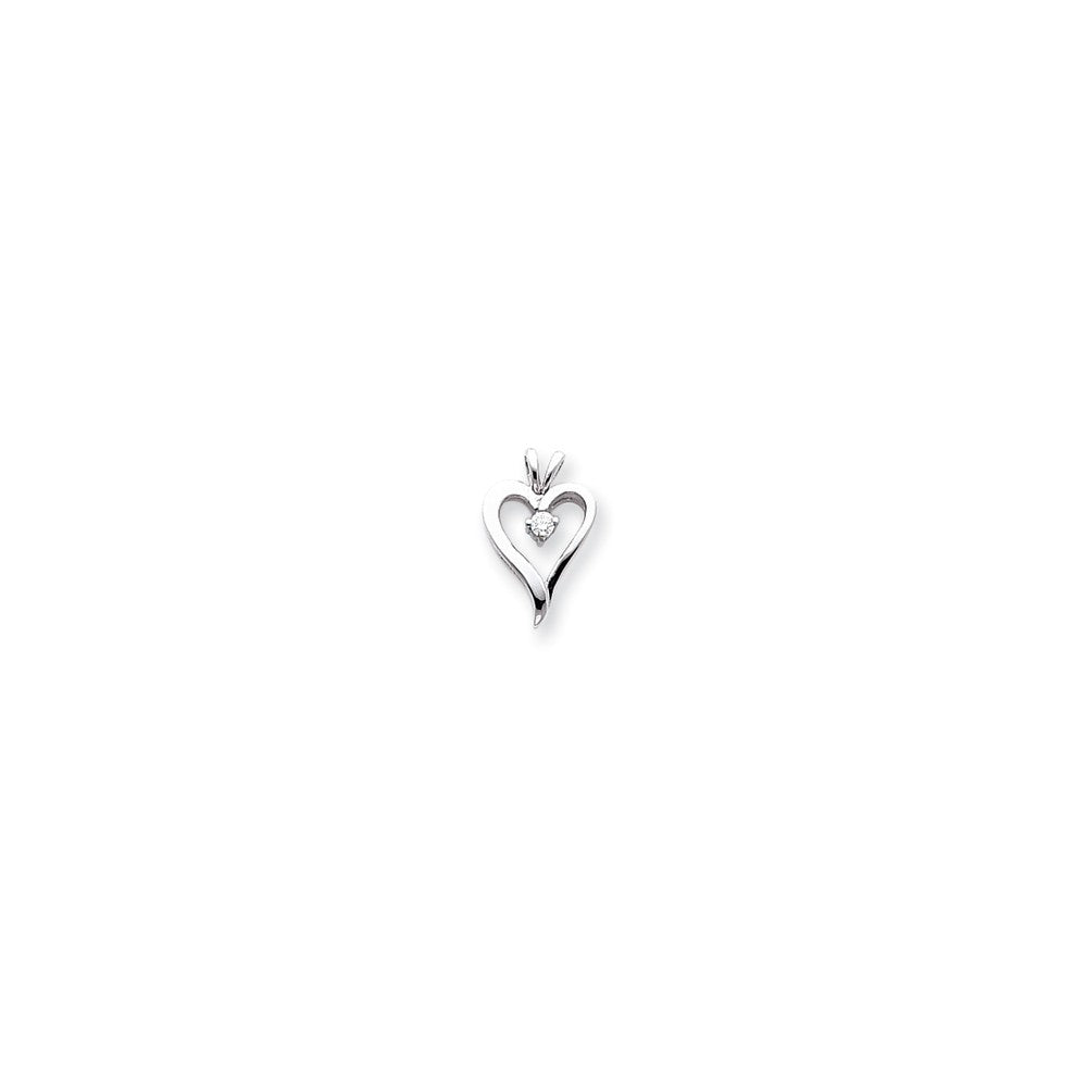 14k Yellow or White Gold Diamond Heart Pendant