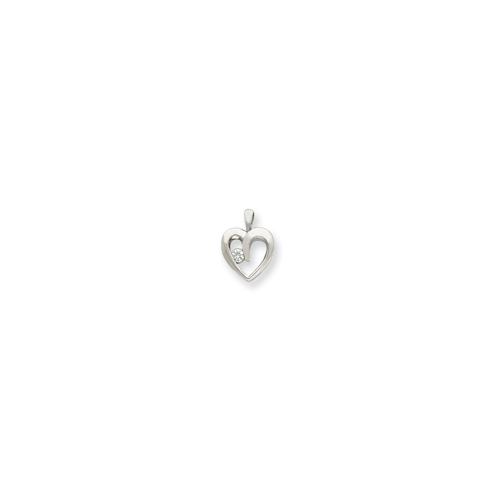 14k White Gold Diamond Heart Pendant