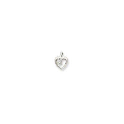 14k White Gold Diamond Heart Pendant