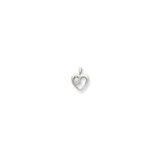 14k White Gold Diamond Heart Pendant