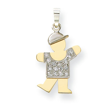 14k Two tone VS Diamond kid pendant
