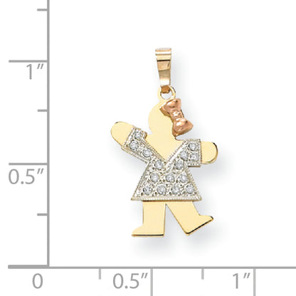 14k Tri Color AAA Diamond kid pendant