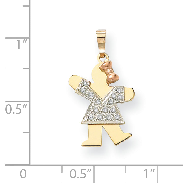 14k Tri Color AA Diamond kid pendant
