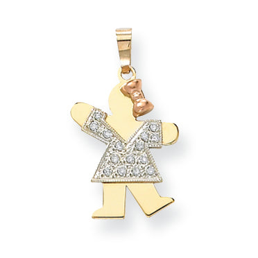 14k Tri Color AAA Diamond kid pendant