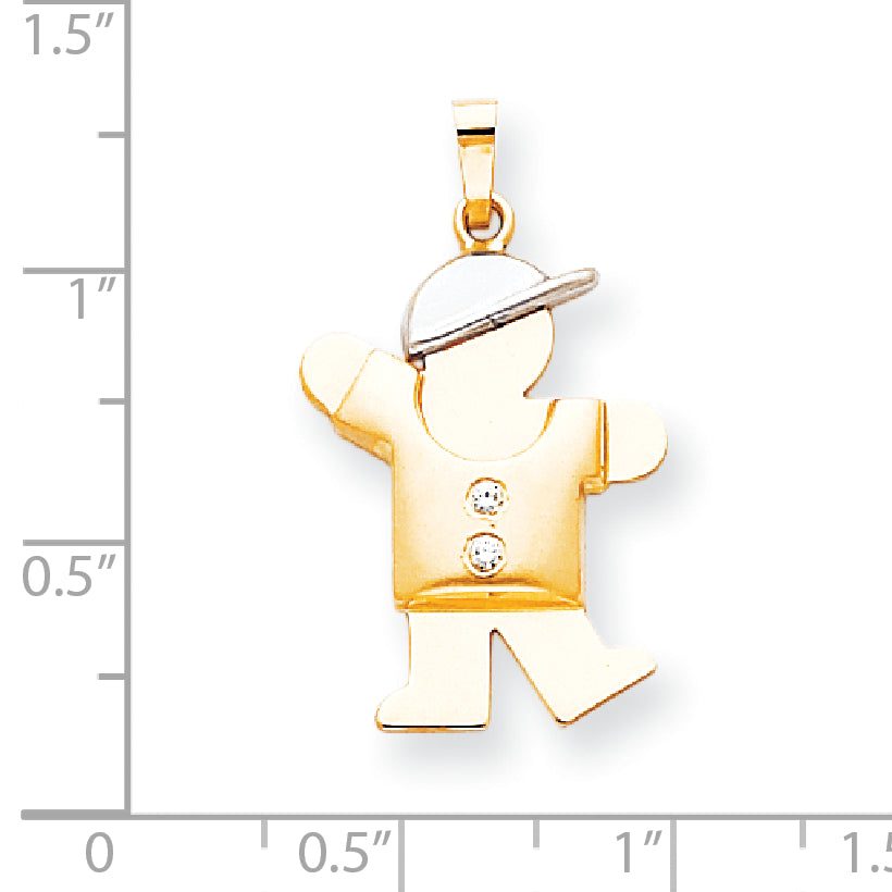 14k Two tone A Diamond kid pendant
