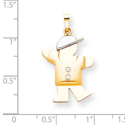14k Two tone A Diamond kid pendant