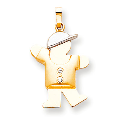 14k Two tone AA Diamond kid pendant