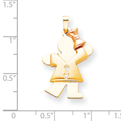 14k Two tone AA Diamond kid pendant