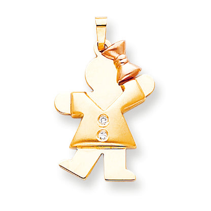14k Two tone AA Diamond kid pendant