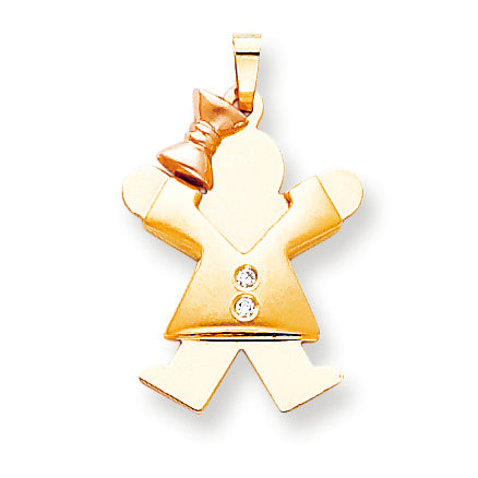 14k Two tone AAA Diamond kid pendant