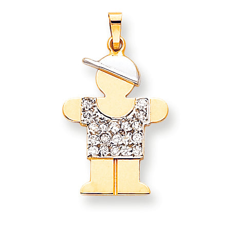 14k Two tone VS Diamond kid pendant