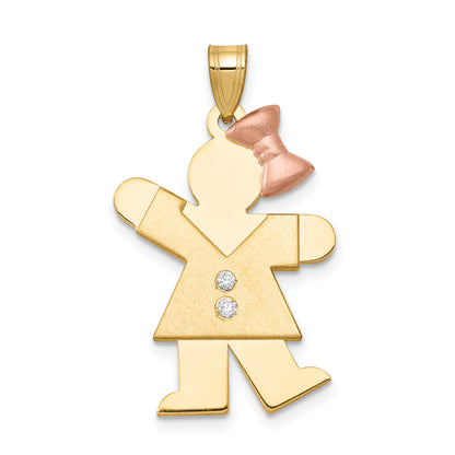 14k Two tone VS Diamond kid pendant