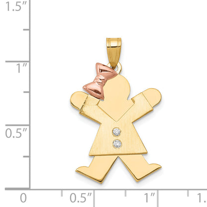 14k Two tone A Diamond kid pendant