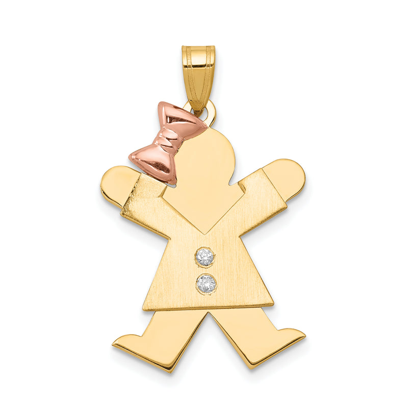 14k Two tone AAA Diamond kid pendant