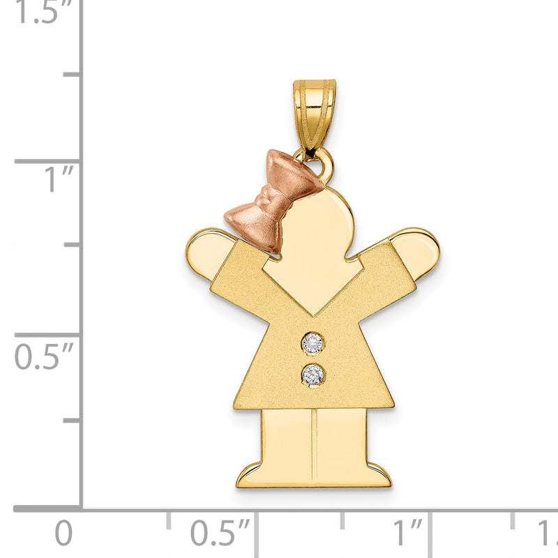 14k Two tone A Diamond kid pendant