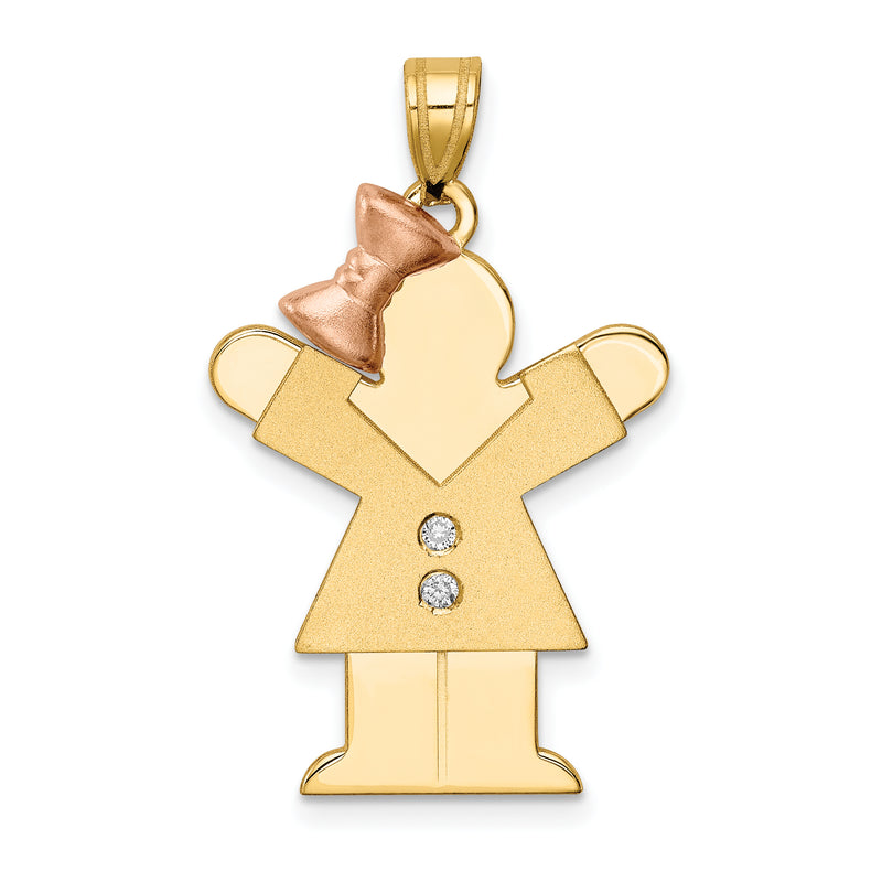 14k Two tone A Diamond kid pendant