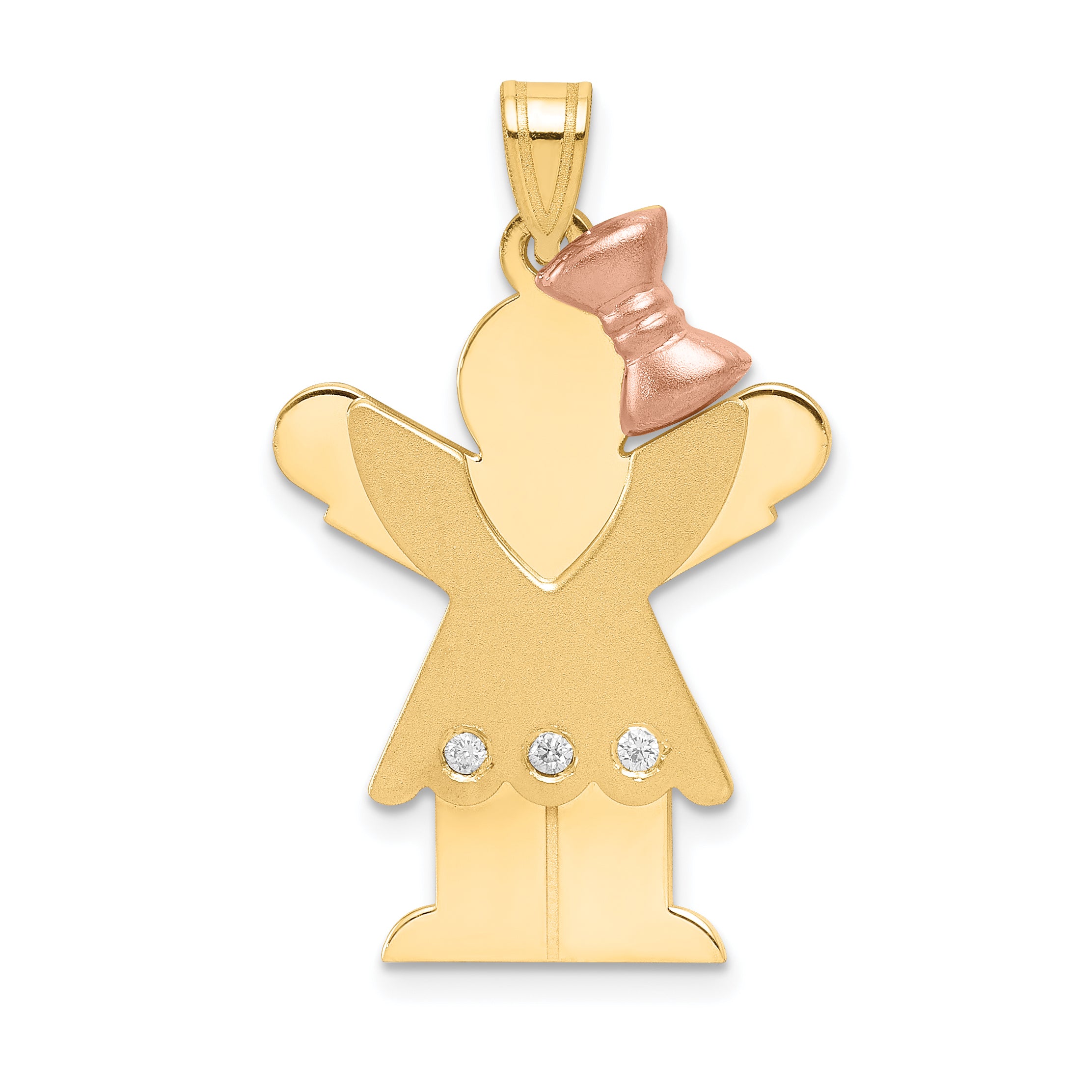 14k Two tone AAA Diamond kid pendant