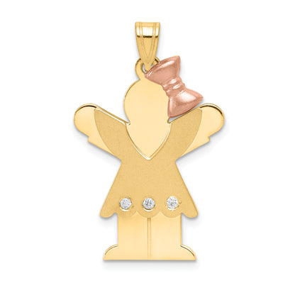 14k Two tone AAA Diamond kid pendant