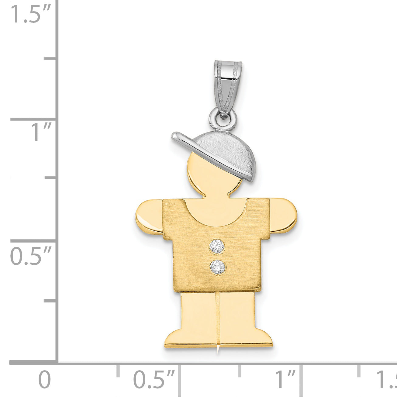 14k Two tone AAA Diamond kid pendant