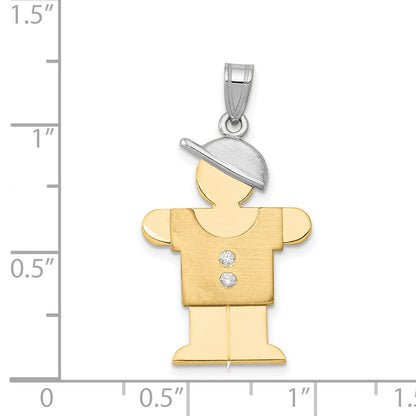14k Two tone AAA Diamond kid pendant