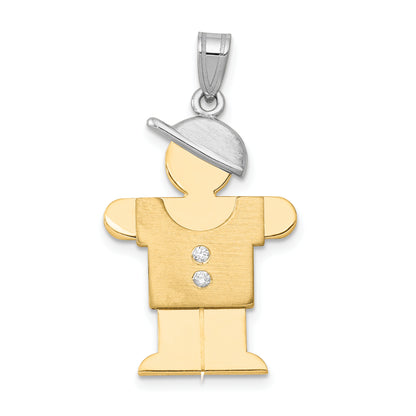 14k Two tone AAA Diamond kid pendant