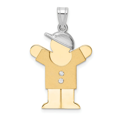 14k Two tone AAA Diamond kid pendant