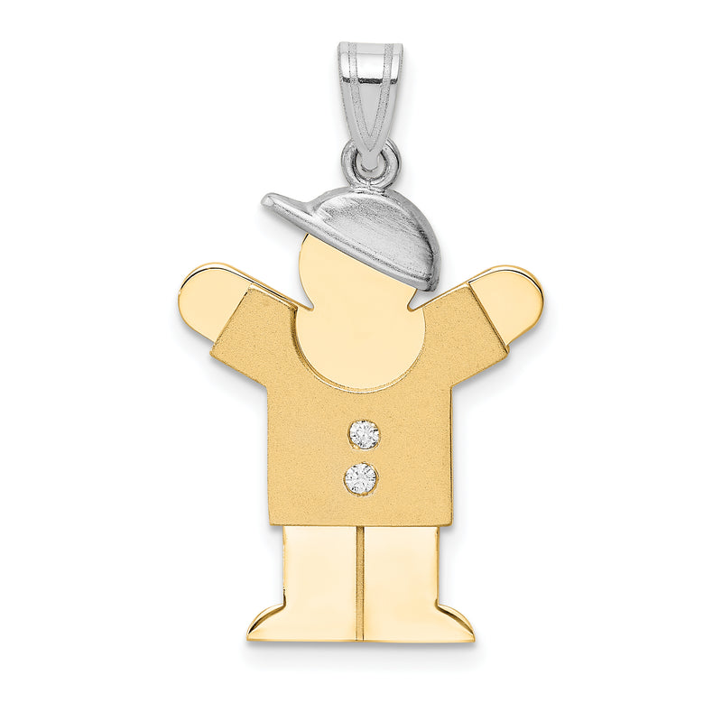 14k Two tone AAA Diamond kid pendant