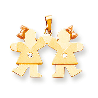 14k Two tone VS Diamond kid pendant