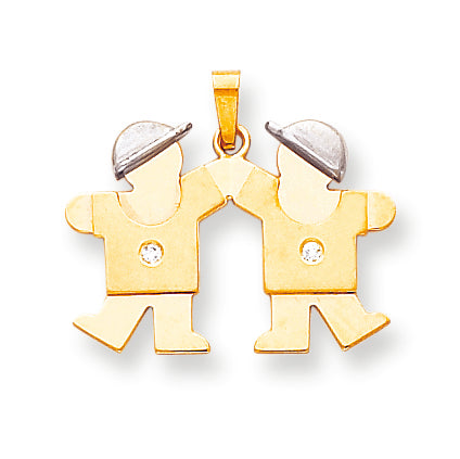 14k Two tone A Diamond kid pendant