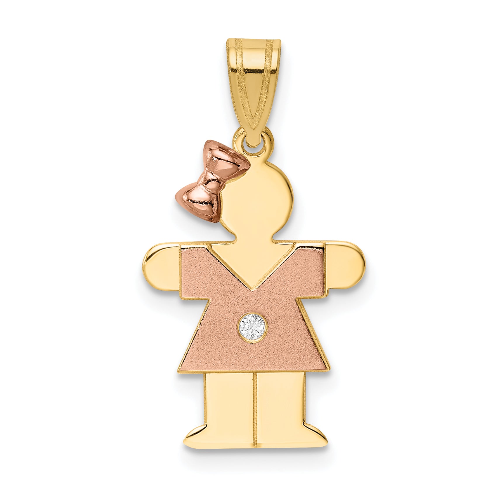 14k Two tone AAA Diamond kid pendant