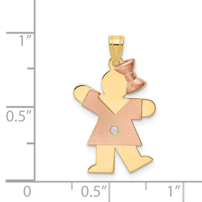 14k Two tone VS Diamond kid pendant