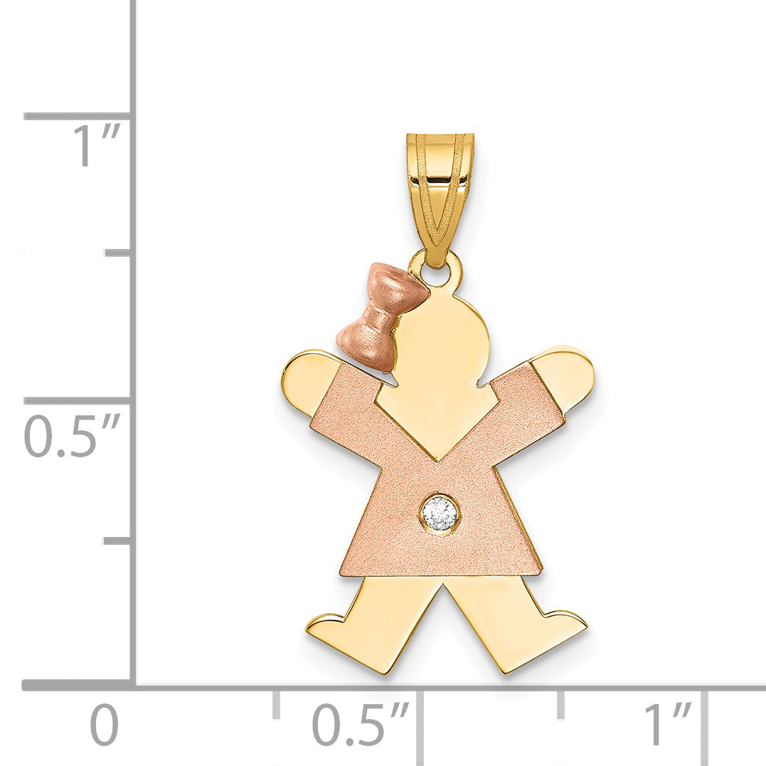 14k Two tone VS Diamond kid pendant