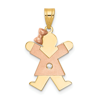 14k Two tone AAA Diamond kid pendant